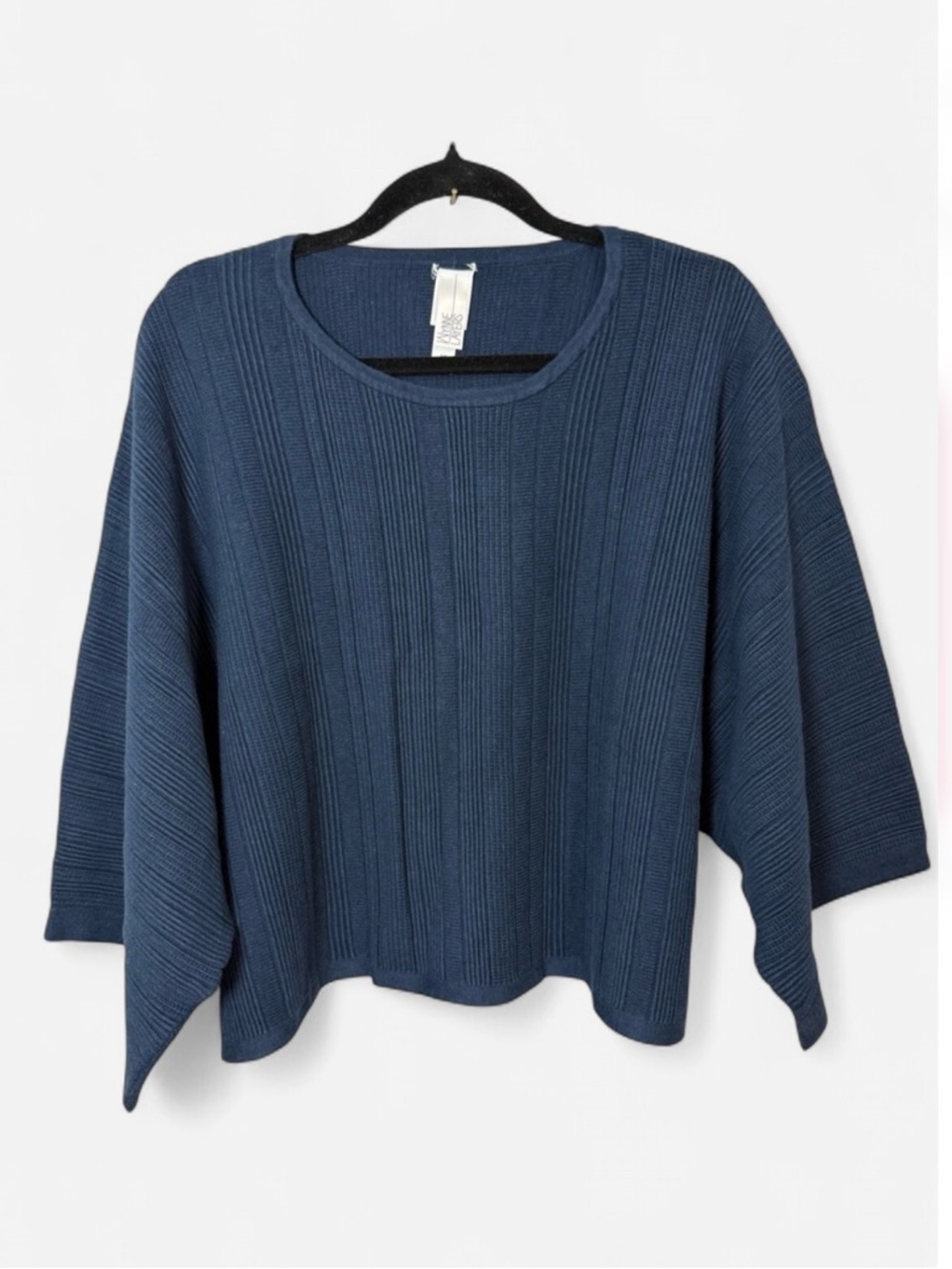 Wynne Layers Navy Blue Women's Cropped Ribbed Sweater NWOT